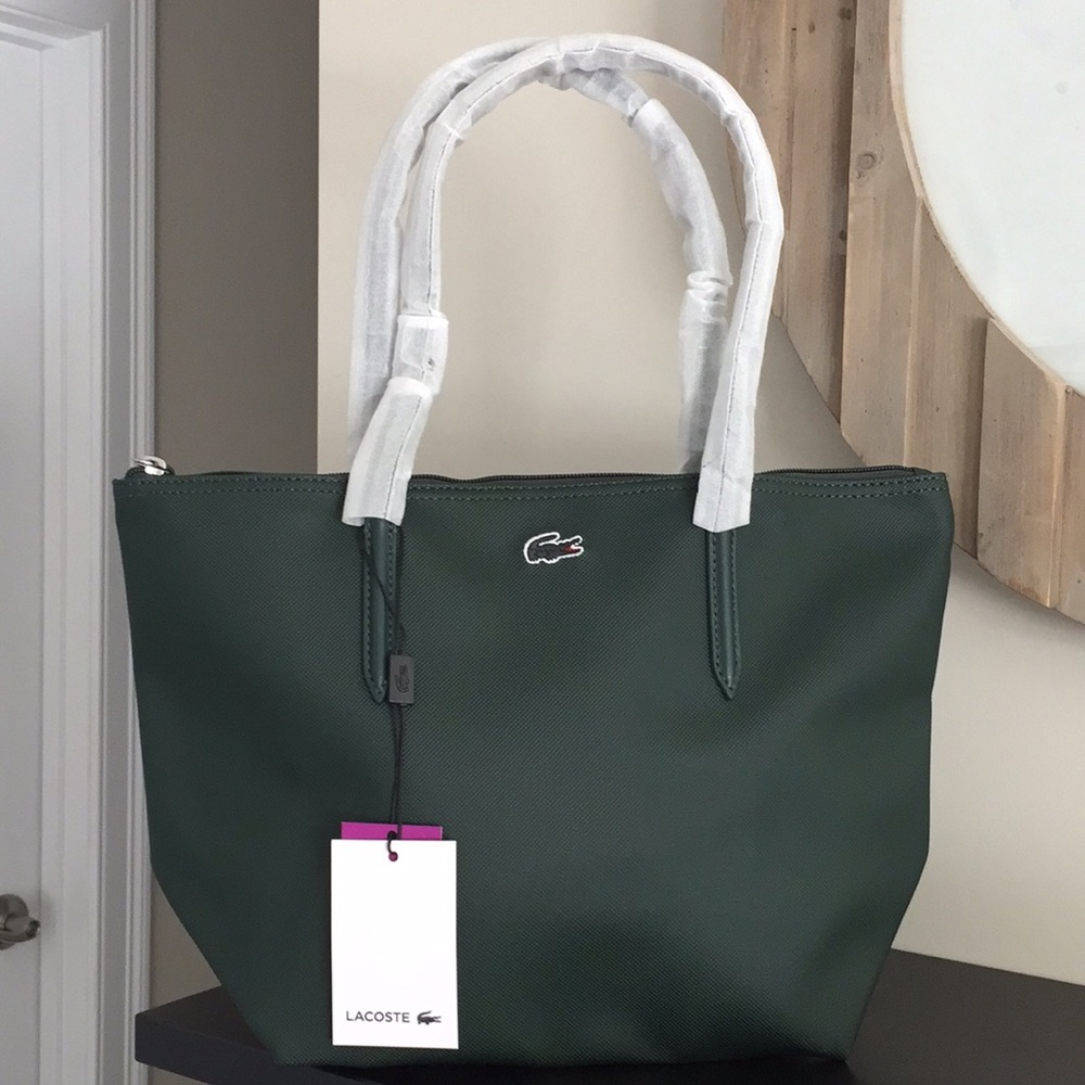 Lacoste small to medium tote bag. Sinople green